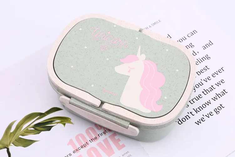 Green Cokytoop дизайн Bento Box пищевые пластиковые контейнеры для хранения еды Ланч-бокс для детей с ручкой Рождественский подарок - Цвет: Green