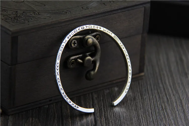C&ampR Real 999 Sterling Silver bangle bracelet for women carved symbol opening bangles Thai bracelets Fine Jewelry | Украшения и