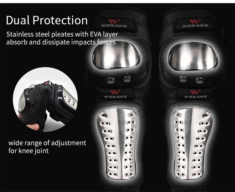 

WOSAWE 4Pcs/Set Elbow & Knee Pads Stainless Steel Motorcycle Motocross Protective Gear Protector Guards Sports Armor Kit