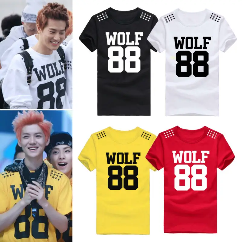 KPOP EXO XOXO KISS & HUG волк в первый год 88 KRIS LUHAN LAY TAO D.O. Футболка BAEKHYUN CHANYEOL KAI SEHUN том же