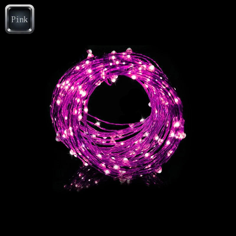 Pink 10 шт., 1 м, погружной светодиодный светильник, медный провод, водонепроницаемый, сказочный, для праздника, Хэллоуина, Рождества, сада, гирлянды, занавески, украшения - Испускаемый цвет: Pink