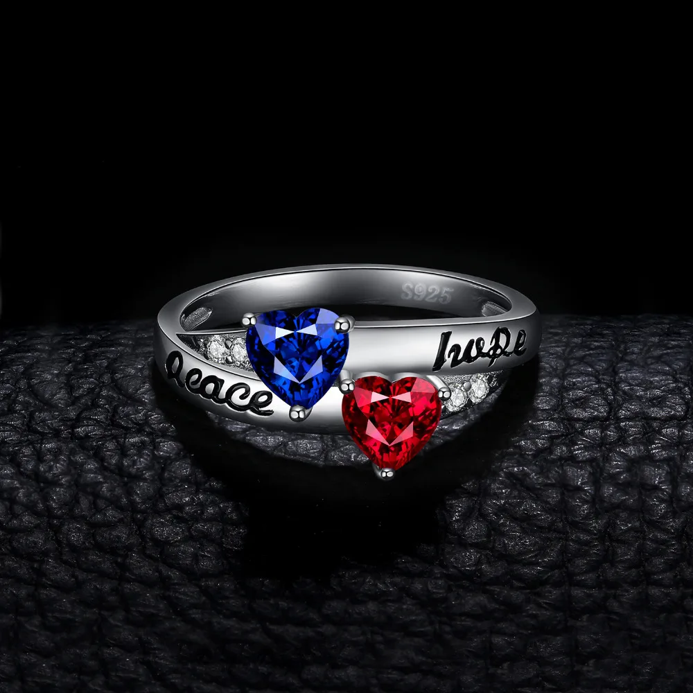 JewelryPalace Винтаж переплетены гравировкой Peace Hope создан Рубин сапфировое кольцо 925