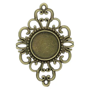 Doreen Box красивые соединительные звенья фурнитура Цветок Античная Бронза Полые Кабошон Установка (подходит 17 мм диаметр) 5,2x3,6 см, 10 шт. (K02482)