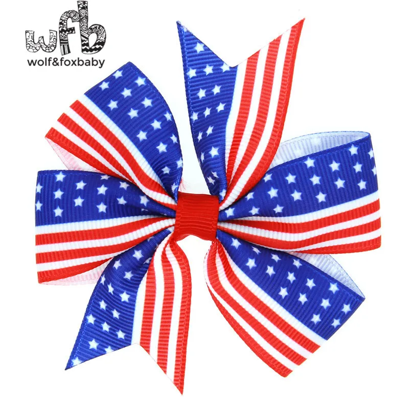 Розничная продажа заколка для волос с принтом и бантом ручной работы модные