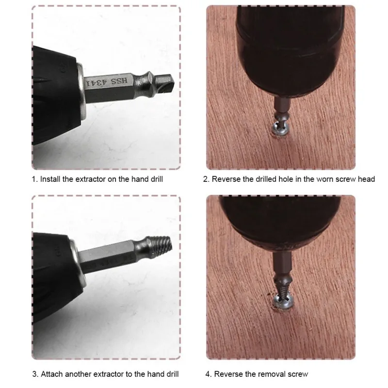 

5 Pcs/set Damage Screw Bolt Remover Single Head Damaged Screw Extractor Drill Bits Out Bolt Stud Car Tool