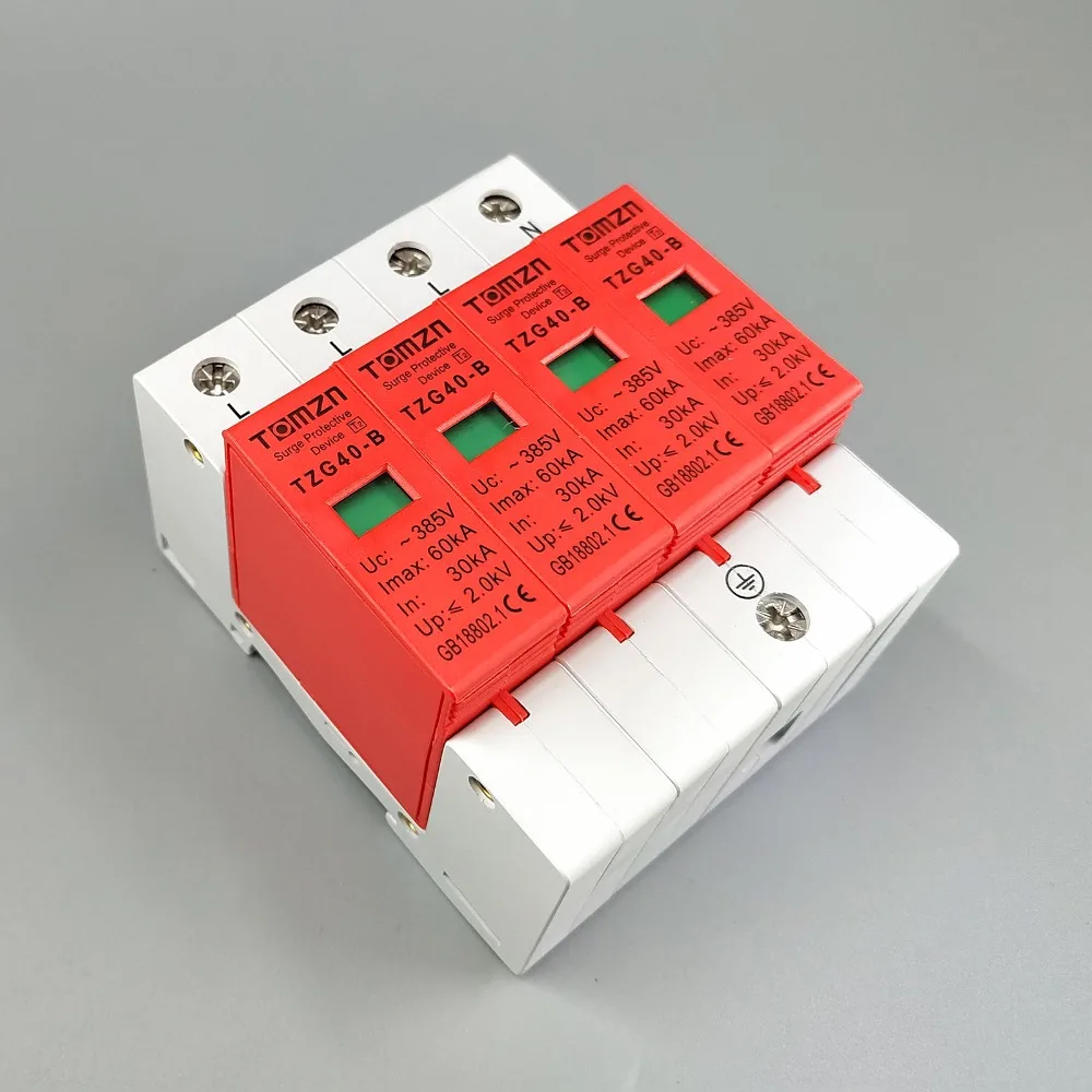 AC SPD 3P + N 30KA ~ 60KA D 385V домашнее устройство защиты от перенапряжения для