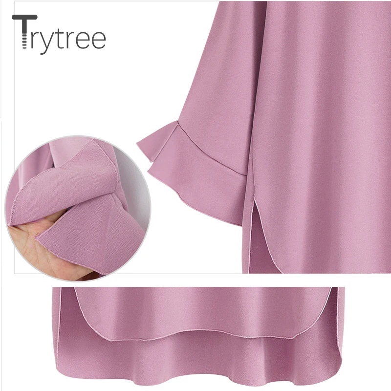 Женская шифоновая блузка Trytree повседневная хлопковая рубашка с круглым вырезом