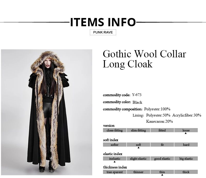 Gothic Wool Blends Ancient Palace Party Hallowmas Coats Wool Collar Long Cloak Overbearing Excellent Jackets PUNK RAVE Y-673