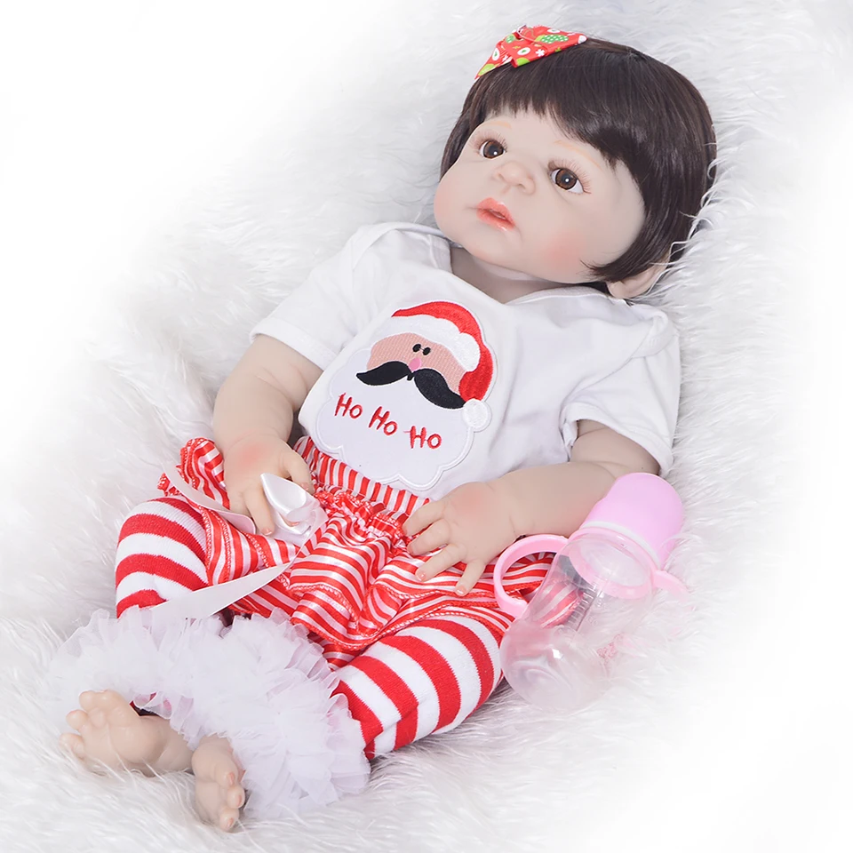 23inch full silicone reborn Bathe Toy NPK Baby-Reborn girl Babies modeling Birthday Christmas Gift Girls Brinquedos toddler | Игрушки и