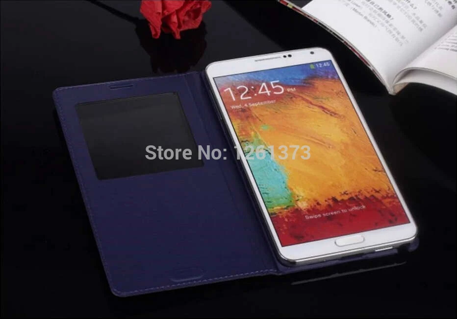 Для Samsung Galaxy Note3 neo mini N7505 7505 откидной кожаный чехол с окошком без микросхемы IC|case