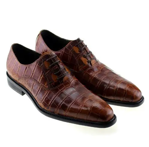 

Новая модная мужская официальная оксфордская обувь с квадратным носком модельные мужские туфли дерби из натуральной кожи с крокодиловым п...