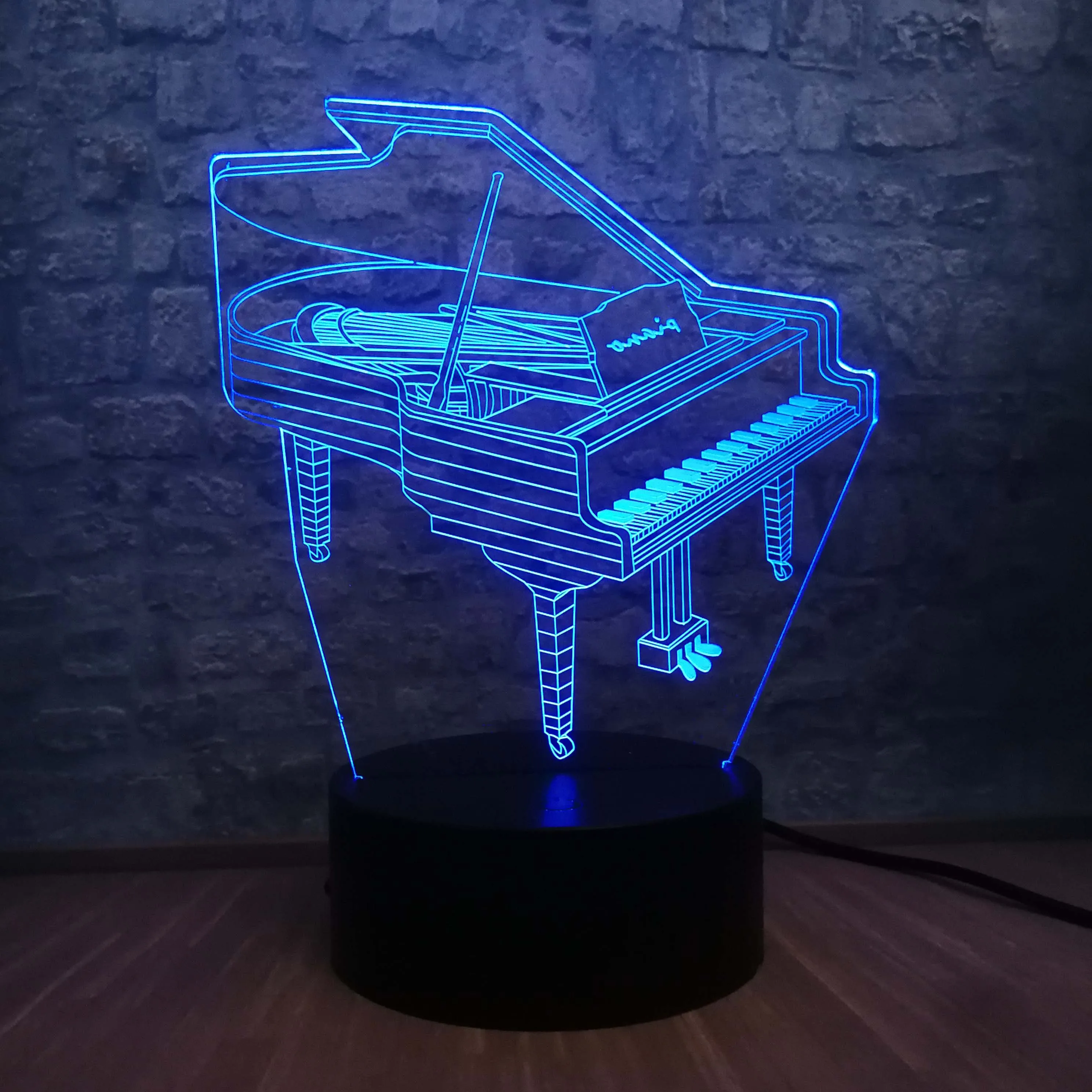 Музыкальный инструмент ретро пианино 3D USB светодиодный светильник 7 цветов лампа