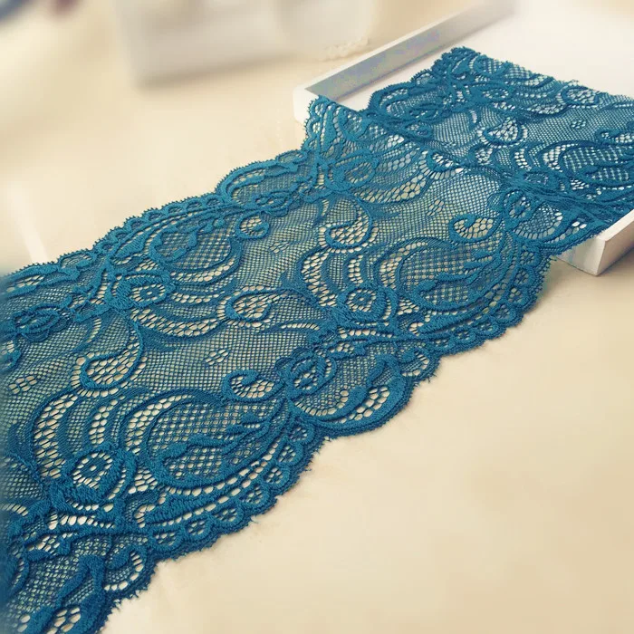 (5meters/lot) Thicken elastic lace floarl stretch trim fabric high quality atrovirens width 17cm | Дом и сад