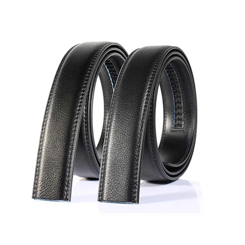 Man High Brand No Buckle 3.0-3.5cm Width Genuine Leather Men's Belt Brown&Black Cowhide Automatic Belts Men High Quality