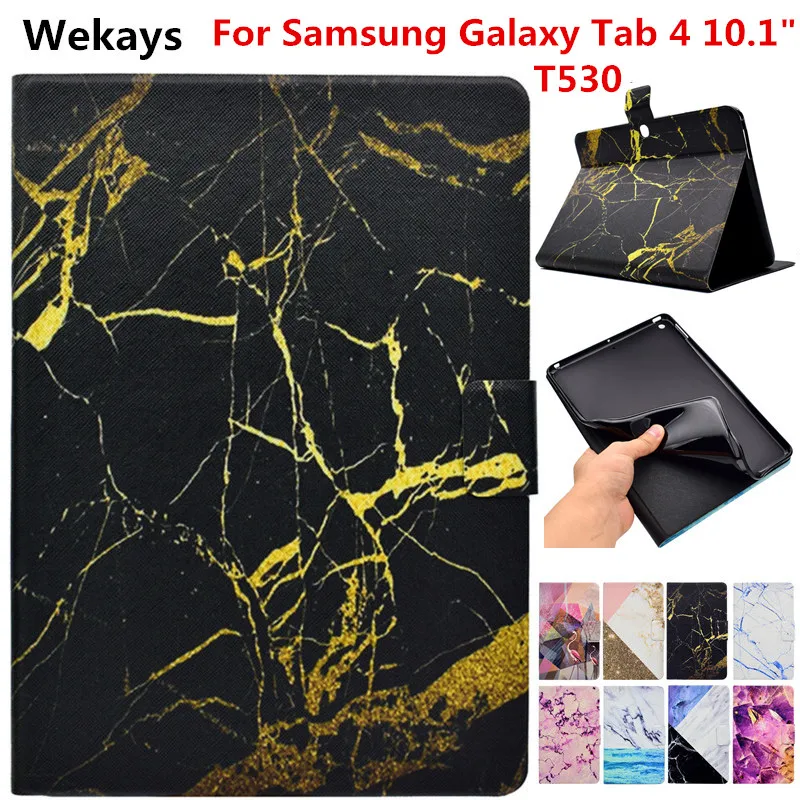 Wekays For Galaxy Tab 4 10.1 T530 Marble Leather Stand Funda Case For Samsung Galaxy Tab 4 10.1 T530 T531 T535 Tablet Cover Case