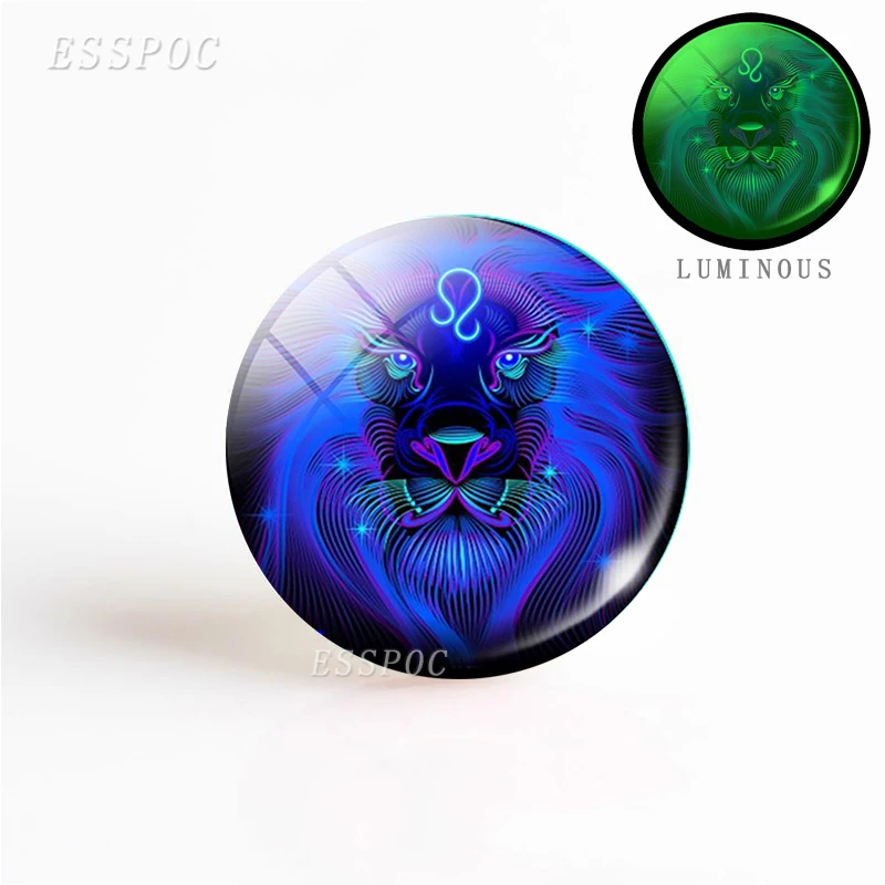 5PCS/SET Luminous Zodiac Sign 25mm Glass Cabochon Handmade 12 Constellation Jewelry Findings Glowing Diy Making Pendant | Украшения и