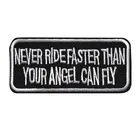 Черные вышитые буквы 9 см, приклеивающиеся термоклейкие нашивки, значки никогда не быстрее ездить на сумке, джинсах, шляпе, футболке, DIY Аппликации, крафт-Декор