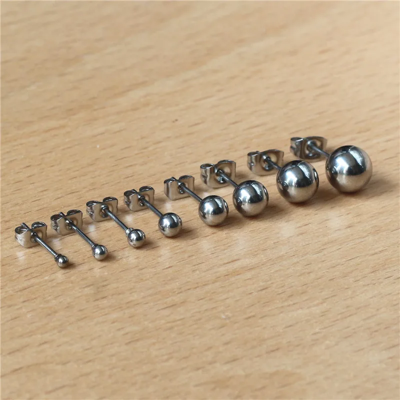 Q2 нержавеющая сталь 316 L Stud Серьги с шариками Shape вакуумное покрытие не выцветает