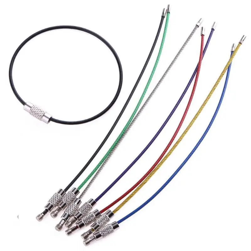 7Pcs брелок Проволока из нержавеющей стали кабель петля на открытом воздухе кольцо