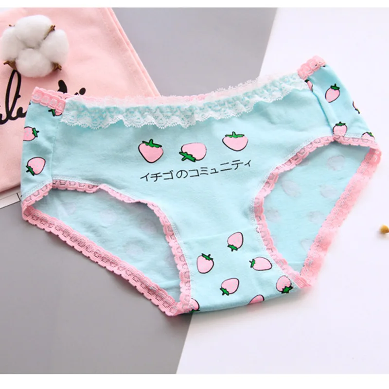 5 Styles Teenage girl Cotton Briefs Strawberry Print Underwear Ladies Lingerie Female Seamless Underpants Panty FZA0085 | Мать и ребенок - Фото №1