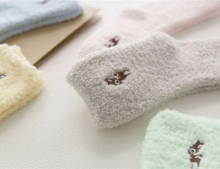 600 пара/лот Вышивка кошка олень утолщение Для женщин милые плюшевые Утепленная