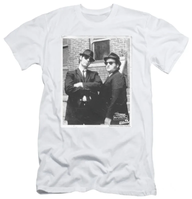 Blues Brothers Brick Wall (slim fit) Одежда Футболка белая мужская забавная Harajuku|Мужские