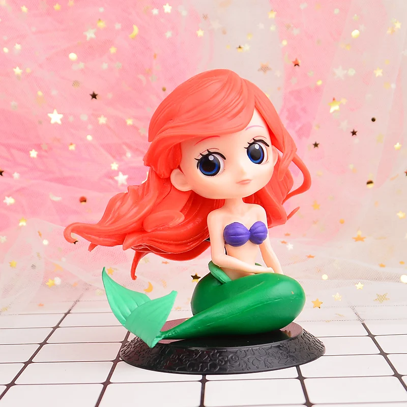 10cm/20cm Q Posket Mermaid Figure Toy Princess Ariel Little Mermaid PVC Action Figure Model Toy Dolls Gifts Cake Topper