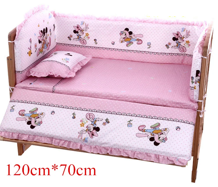 pink 120-70 5 шт./компл. мультфильм анимированные детская кроватка кровать бампер для новорожденных хлопковое комфортное нижнее белье, Детское покрывало для кровати детские моющиеся Постельное белье - Цвет: pink 120-70