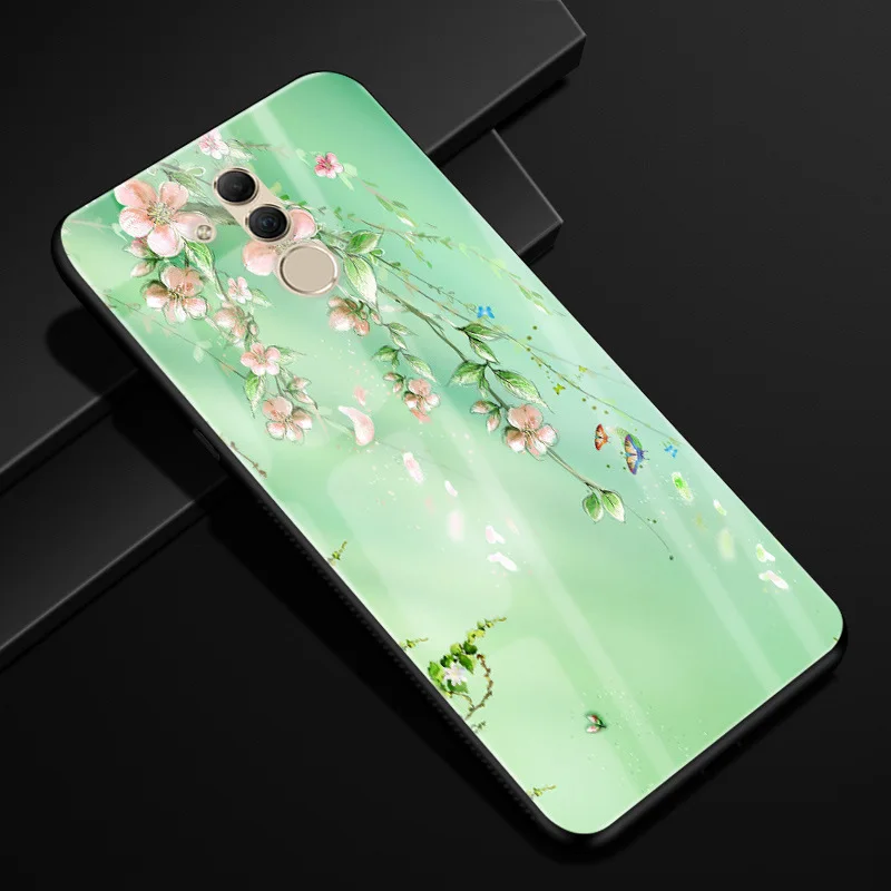 38 Для huawei mate 20 lite чехол Чехол из закаленного стекла для телефона черный ТПУ бампер чехол для huawei mate 20 lite стеклянная крышка mate 20 lite - Цвет: 38
