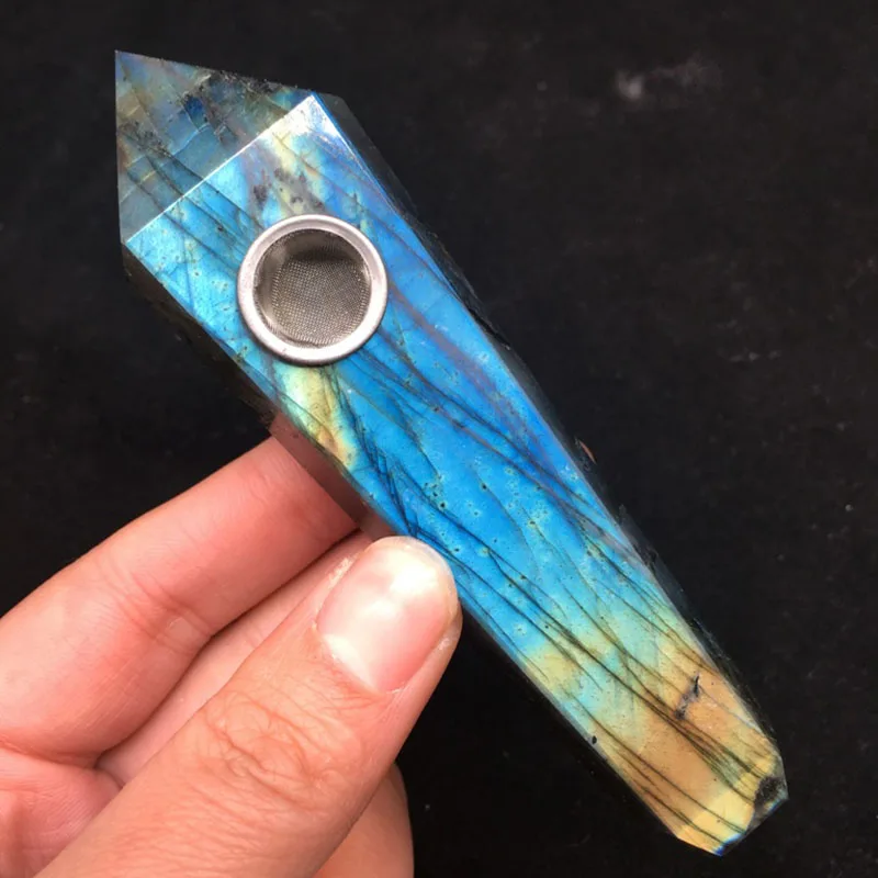 

1PCS Natural Quartz Crystal Labradorite Stone Smoking Pipe To Heal