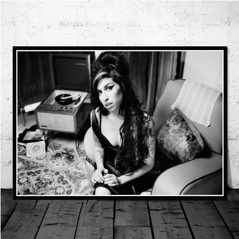 Красивая женщина Amy Winehouse музыка ПЕВЕЦ звезда поп-плакат печатает на заказ художественная живопись маслом настенные картины для гостиной домашний декор - Цвет: Темный хаки