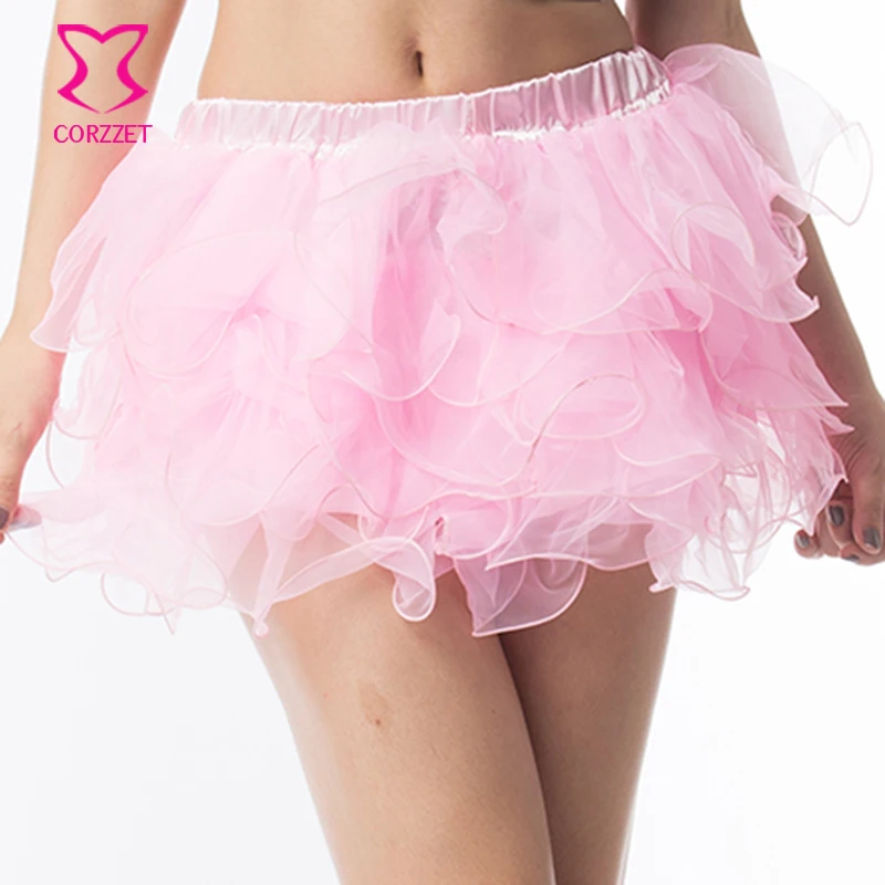 Розовая Тюлевая многослойная юбка пачка с оборками Женская Нижняя Красивая мини