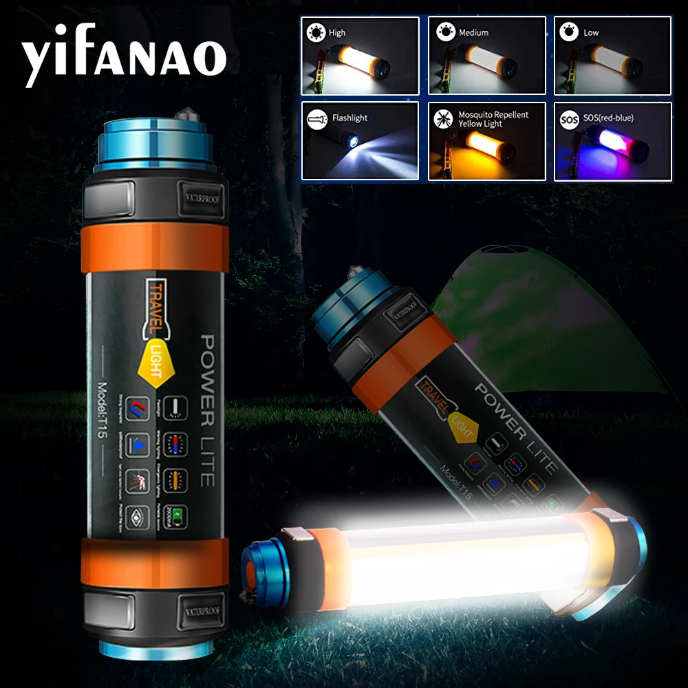 

7800mAH LED Camping Light Mosquito Tent Lamp USB Rechargeable Waterproof Multi-functional Lantern Flashlight Hanging Magnetic