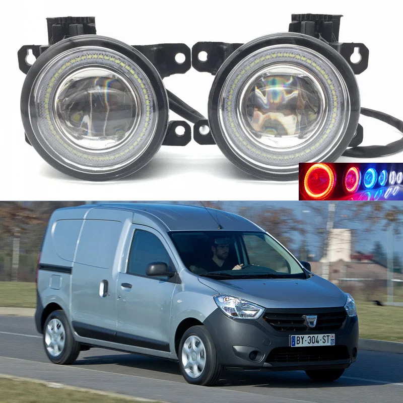 Для Dacia Dokker 2013- 2-в-1 светодиодный 3 цвета Ангельские глазки DRL Габаритные огни Cut-Line объектив противотуманные фары автомобиля для укладки волос