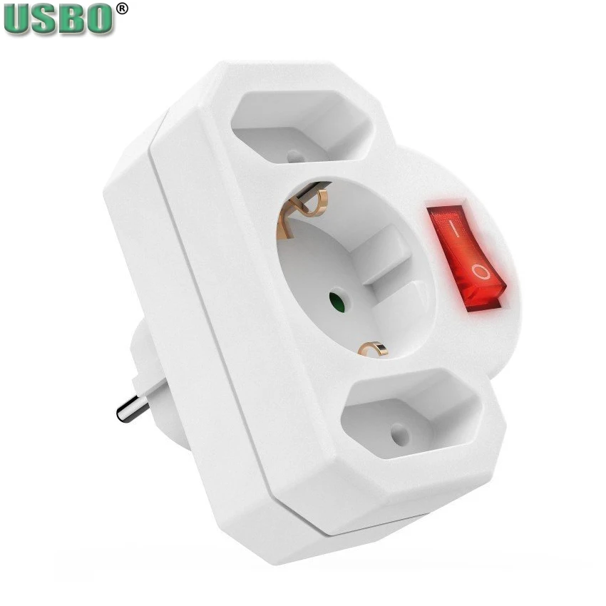 Белый медный переходник CE 16A 3Way 1 3 EU Schuko штекер Турция Португалия Германия Россия