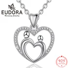 Призывающий ангелов 100% Серебро 925 пробы в виде сердца Цепочки и ожерелья для матери и ребенка, любовь подвески в форме сердца Цепочки и ожерелья s подарок на день матери ювелирные изделия D056