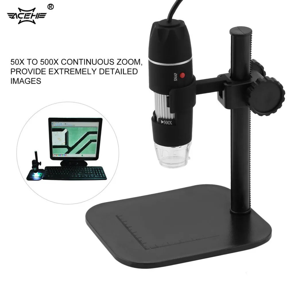 Электронный микроскоп ACEHE цифровой USB 50X ~ 500X 5 Мп 8 LED цифровая камера лупа|microscope