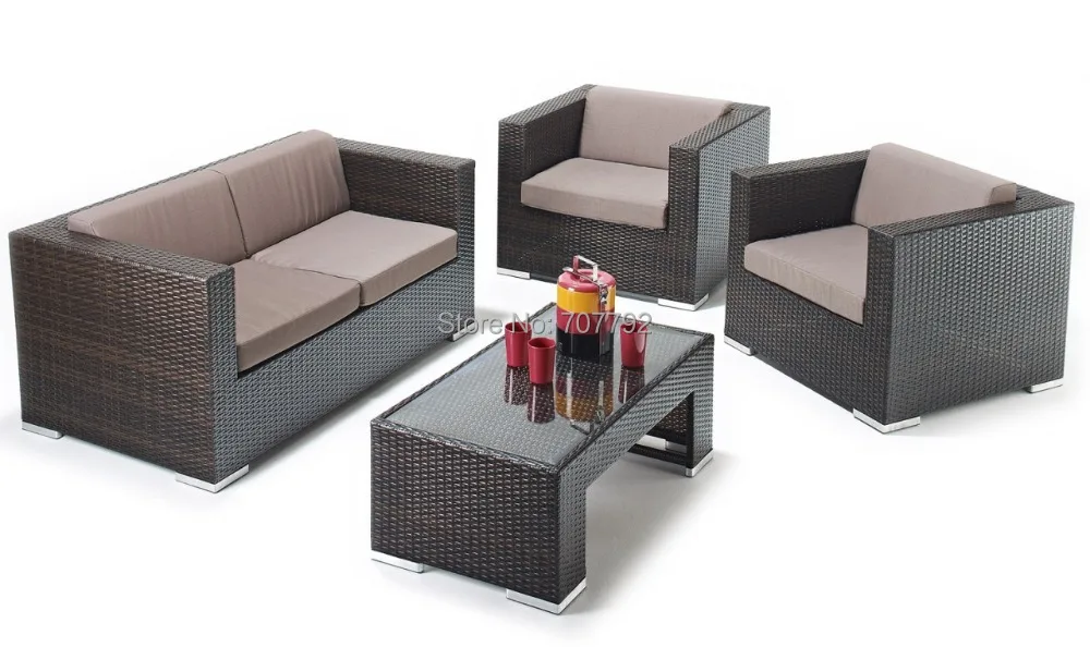 Набор сидений из полиэтилена и ротанга четырех частей|outdoor wicker|outdoor rattanoutdoor seating |