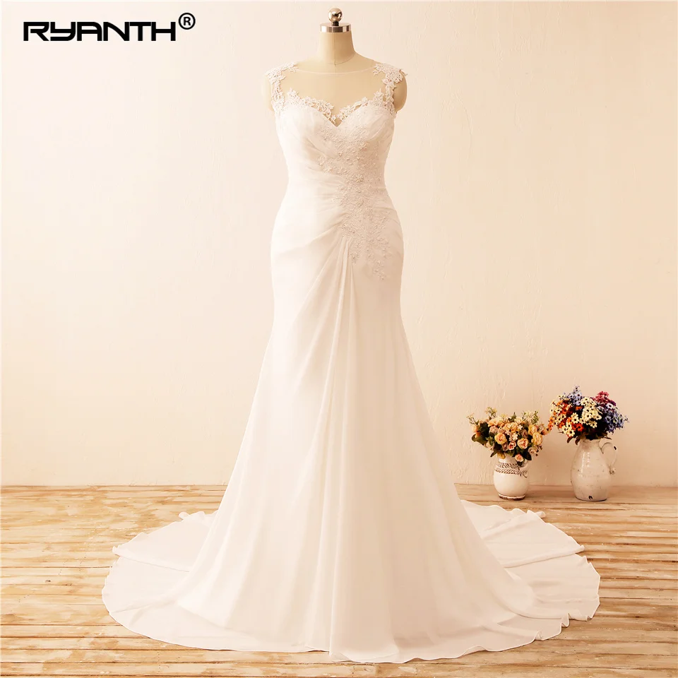 Женское шифоновое платье Ryanth Vestidos de Noiva Пляжное кружевное свадебное 2019|Свадебные