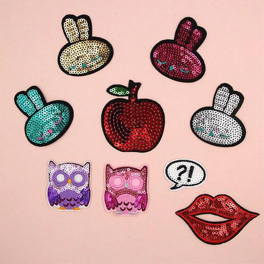 1X блестки вышитые Совы рубиновые наклейки на одежду сумка ПРИШИТАЯ железная