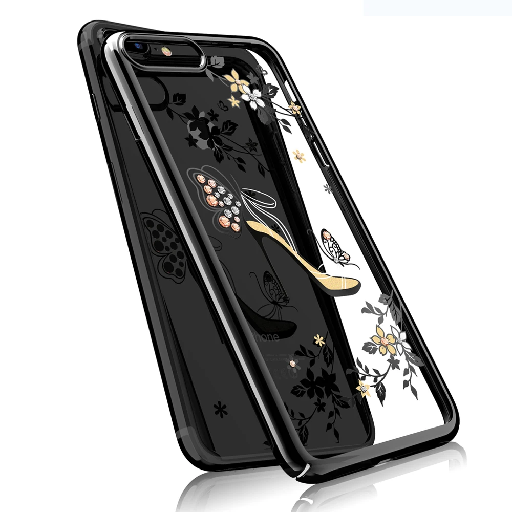 KAVARO для iPhone 7 8 Plus кристаллами от Swarovski Алмазный Блеск цветочный чехол плюс крышка