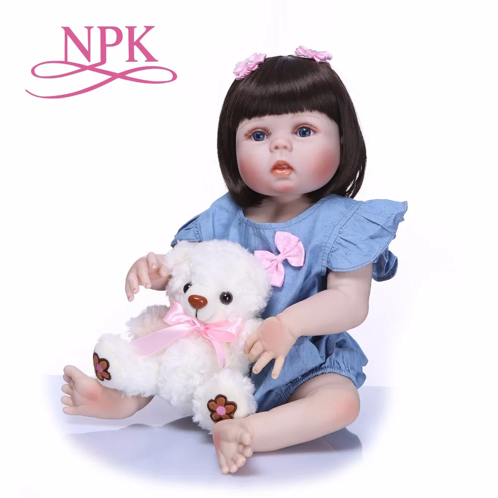 NPK 55 см Силиконовая Кукла Reborn Girl игрушка реалистичное платье принцессы