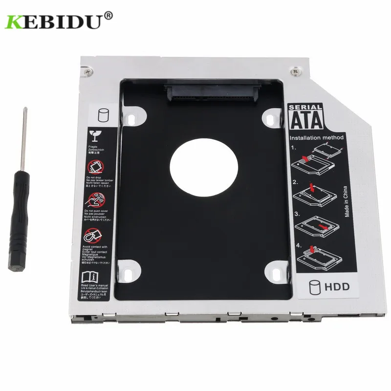 Kebidu 12 7 Алюминиевый металлический материал 2nd HDD Caddy SATA 2 5 &quotчехол для SSD III 3 0