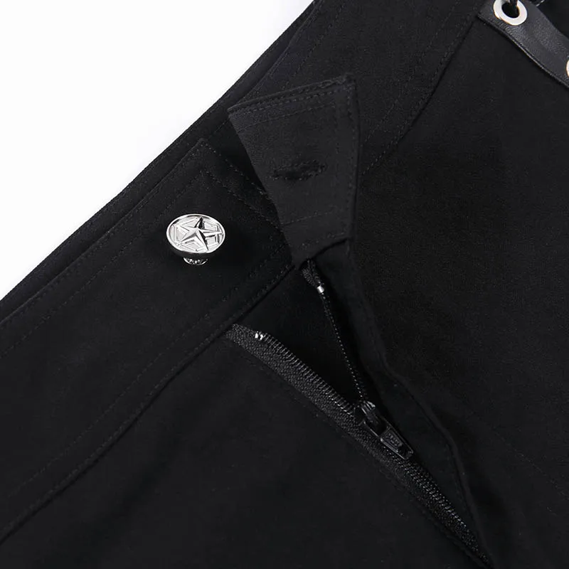 Summer Hot Shorts Women Black High Waist Bandage Casual Shorts Zipper Hollow Out Sexy Bodycon Female Gothic Black Mini Shorts