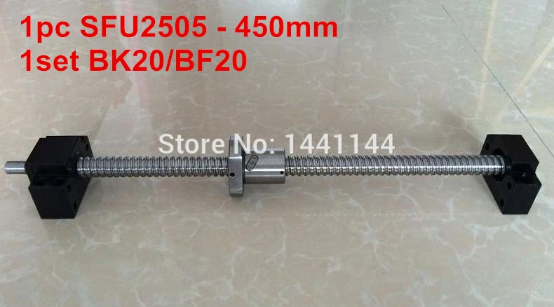 

1pc SFU2505- 450mm ballscrew with end machined + 1set BK20/BF20 Support CNC Parts