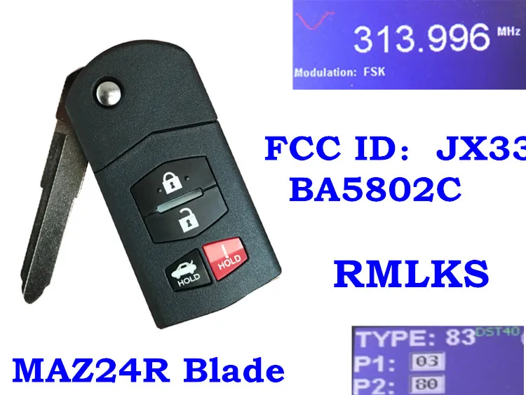 Пульт дистанционного управления RMLKS 315 МГц 313 4D63 чип для Mazda 3 5 6 RX8 Φ-ske12501 JX331BA5802C