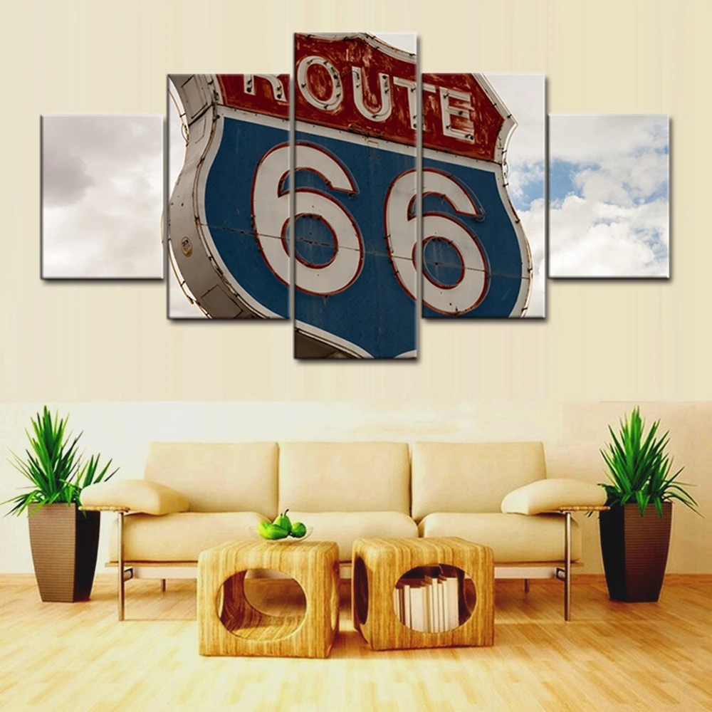 

Canvas Painting Prints Route 66 Poster The Road to Mother Landscape Art Picture for Living Room Wall Art Vintage Home Decoration