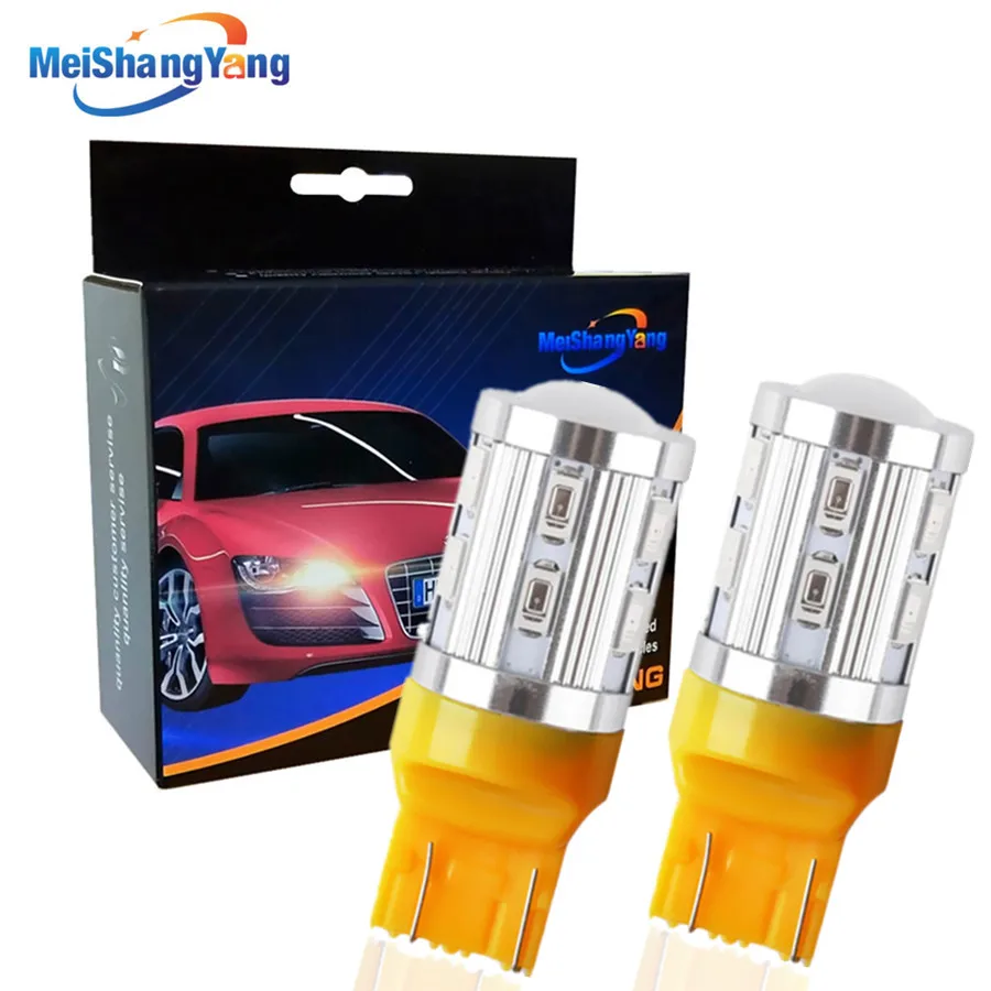

2pcs 7443 7440 Car LED bulbs 12 SMD 5730 W21/5W 5W High power Cree Led Chip lamp Bulbs car light source parking Yellow B014
