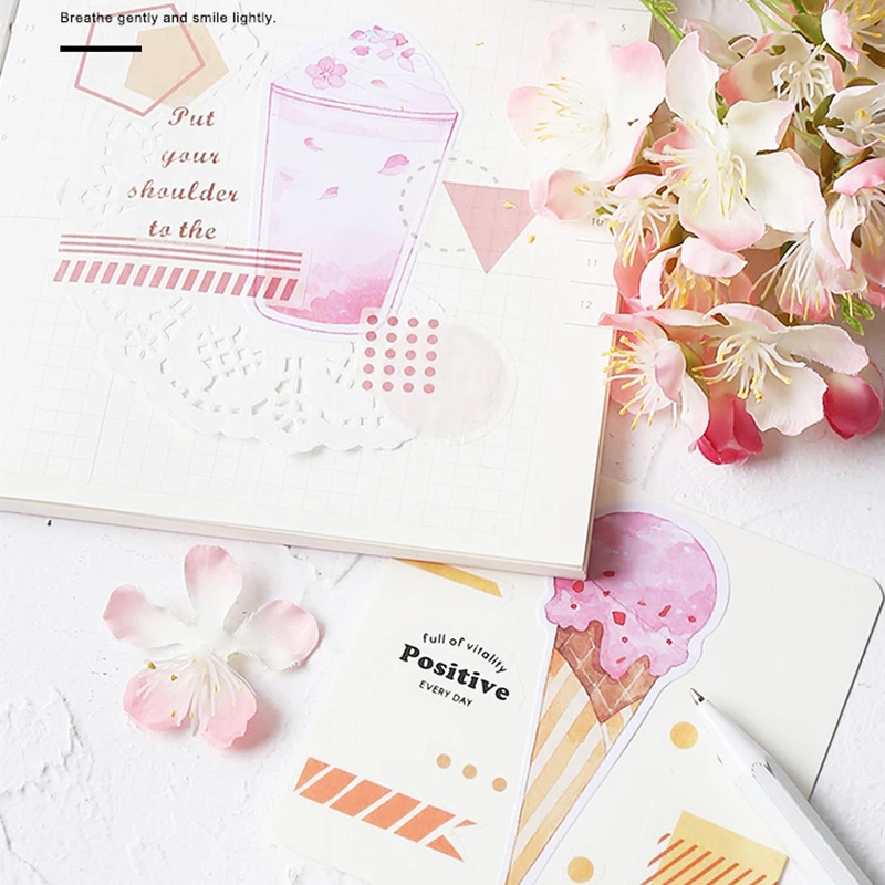 Luankong розовый цветок вишни блокнот планировщик sticky note бумажная наклейка kawaii канцелярские принадлежности pepalaria 30 страниц