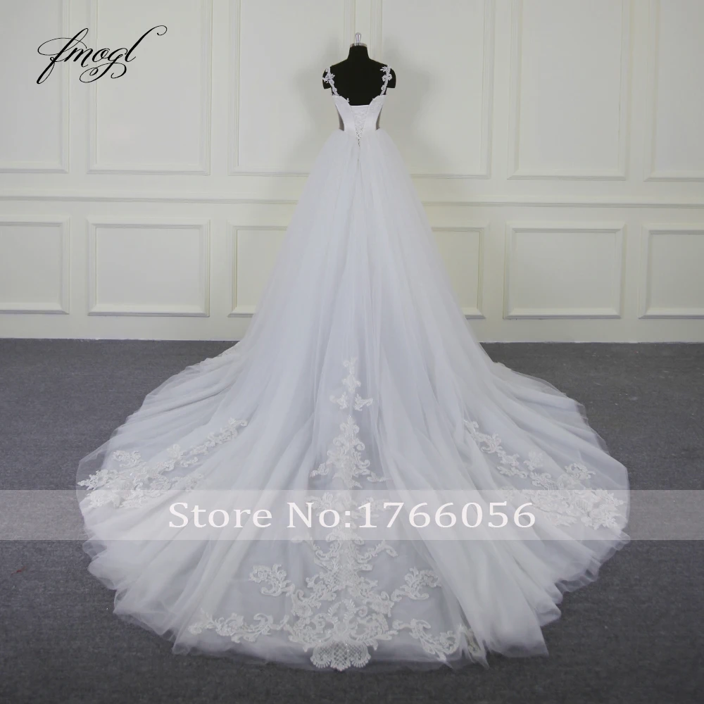 Fmogl Vestido De Noiva Милое Свадебное платье с вырезом 2019 сексуальные на спине вышивкой